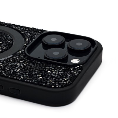 Чехол-накладка для Apple iPhone 16 Pro россыпь кристаллов (титановый черный) - SM029 POSH SHINE SafeMag