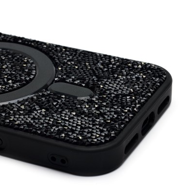 Чехол-накладка для Apple iPhone 16 Pro россыпь кристаллов (титановый черный) - SM029 POSH SHINE SafeMag