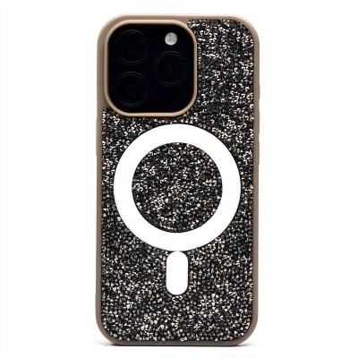 Чехол-накладка для Apple iPhone 16 Pro россыпь кристаллов (титановый серый) - SM029 POSH SHINE SafeMag