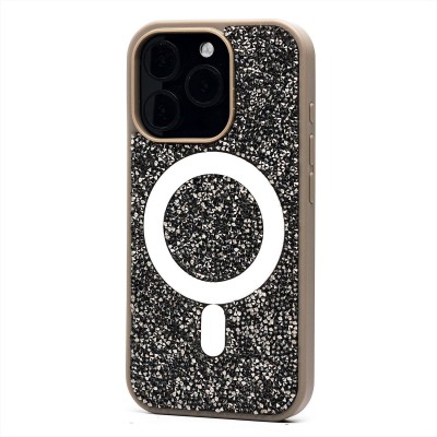 Чехол-накладка для Apple iPhone 16 Pro россыпь кристаллов (титановый серый) - SM029 POSH SHINE SafeMag Чехол-накладка для Apple iPhone 16 Pro россыпь кристаллов (титановый серый) - SM029 POSH SHINE SafeMag