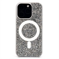 Чехол-накладка для Apple iPhone 16 Pro россыпь кристаллов (титановый белый) - SM029 POSH SHINE SafeMag