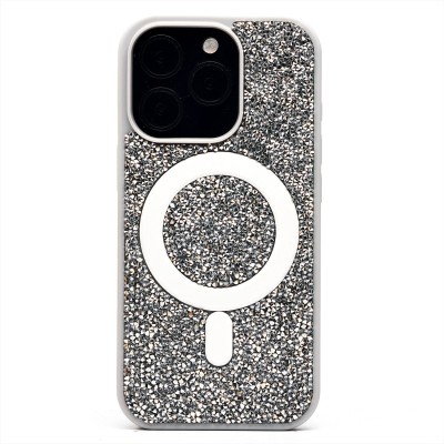 Чехол-накладка для Apple iPhone 16 Pro россыпь кристаллов (титановый белый) - SM029 POSH SHINE SafeMag