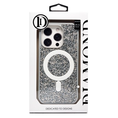 Чехол-накладка для Apple iPhone 16 Pro россыпь кристаллов (титановый белый) - SM029 POSH SHINE SafeMag