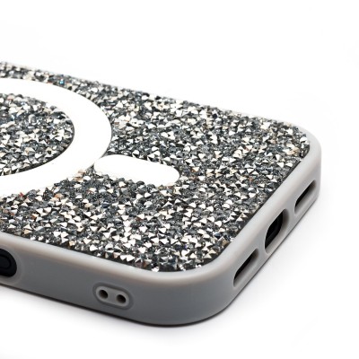 Чехол-накладка для Apple iPhone 16 Pro россыпь кристаллов (титановый белый) - SM029 POSH SHINE SafeMag