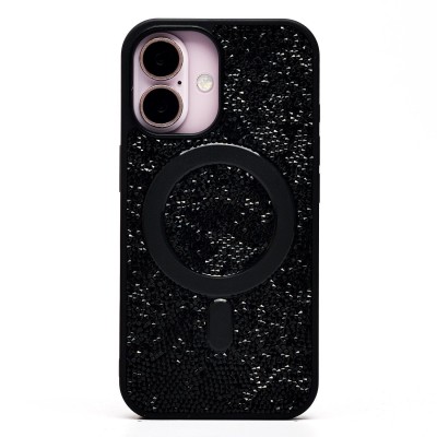Чехол-накладка для Apple iPhone 16 россыпь кристаллов (титановый черный) - SM029 POSH SHINE SafeMag