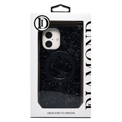 Чехол-накладка для Apple iPhone 16 россыпь кристаллов (титановый черный) - SM029 POSH SHINE SafeMag