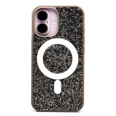 Чехол-накладка для Apple iPhone 16 россыпь кристаллов (титановый серый) - SM029 POSH SHINE SafeMag