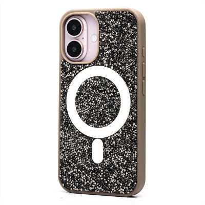 Чехол-накладка для Apple iPhone 16 россыпь кристаллов (титановый серый) - SM029 POSH SHINE SafeMag