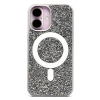 Чехол-накладка для Apple iPhone 16 россыпь кристаллов (титановый белый) - SM029 POSH SHINE SafeMag