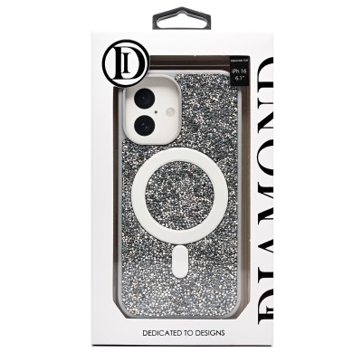 Чехол-накладка для Apple iPhone 16 россыпь кристаллов (титановый белый) - SM029 POSH SHINE SafeMag