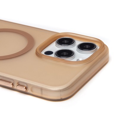 Чехол-накладка для Apple iPhone 15 Pro Max (золотой/матовый прозрачный) - SM038 SafeMag