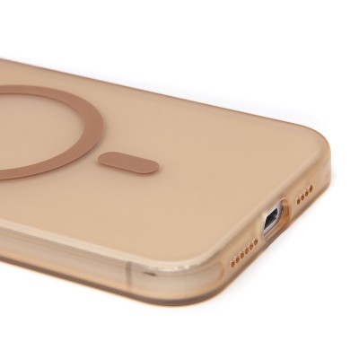Чехол-накладка для Apple iPhone 15 Pro Max (золотой/матовый прозрачный) - SM038 SafeMag