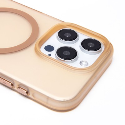 Чехол-накладка для Apple iPhone 15 Pro (золотой/матовый прозрачный) - SM038 SafeMag
