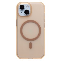 Чехол-накладка для Apple iPhone 15 (золотой/матовый прозрачный) - SM038 SafeMag