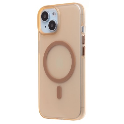 Чехол-накладка для Apple iPhone 15 (золотой/матовый прозрачный) - SM038 SafeMag