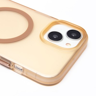 Чехол-накладка для Apple iPhone 15 (золотой/матовый прозрачный) - SM038 SafeMag