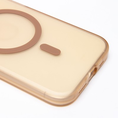 Чехол-накладка для Apple iPhone 15 (золотой/матовый прозрачный) - SM038 SafeMag