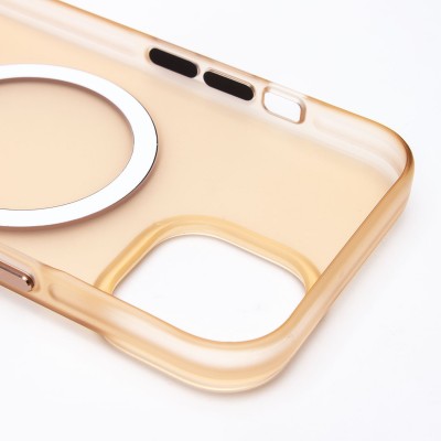 Чехол-накладка для Apple iPhone 15 (золотой/матовый прозрачный) - SM038 SafeMag