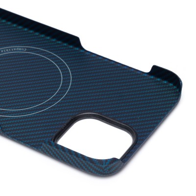 Чехол-накладка для Apple iPhone 12 (синий) Cellis SM009 POSH KEVLAR SafeMag