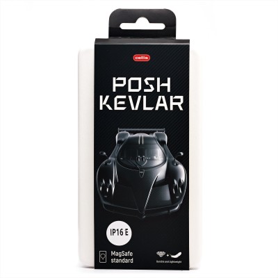 Чехол-накладка Apple iPhone 16e (черный) Cellis SM009 POSH KEVLAR для Чехол-накладка Apple iPhone 16e (черный) Cellis SM009 POSH KEVLAR для