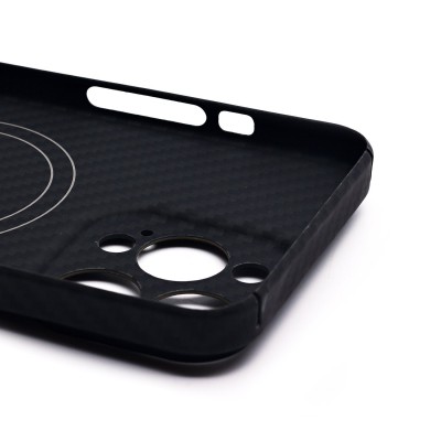 Чехол-накладка для Apple iPhone 15 Pro Max (черный) Cellis SM009 POSH KEVLAR с закрытой камерой SafeMag