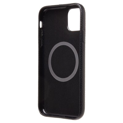 Чехол-накладка для Apple iPhone 11 Натуральная кожа зернистая (черный) Cellis SM030 SafeMag