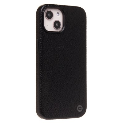 Чехол-накладка для Apple iPhone 14 Натуральная кожа зернистая (черный) Cellis SM030 SafeMag