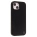 Чехол-накладка для Apple iPhone 14 Натуральная кожа зернистая (черный) Cellis SM030 SafeMag