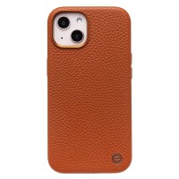Чехол-накладка для Apple iPhone 14 Натуральная кожа зернистая (коричневый) Cellis SM030 SafeMag