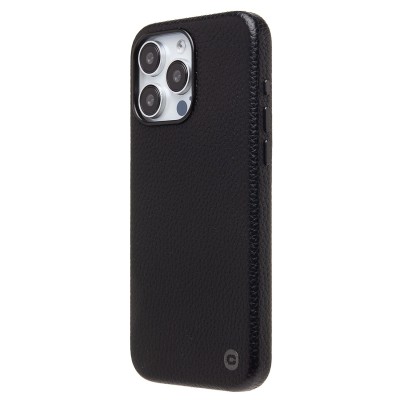 Чехол-накладка для Apple iPhone 15 Pro Max Натуральная кожа зернистая (черный) Cellis SM030 SafeMag