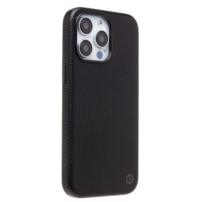 Чехол-накладка для Apple iPhone 15 Pro Max Натуральная кожа зернистая (черный) Cellis SM030 SafeMag