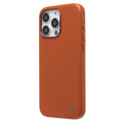 Чехол-накладка для Apple iPhone 15 Pro Max Натуральная кожа зернистая (коричневый) Cellis SM030 SafeMag