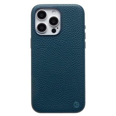Чехол-накладка для Apple iPhone 15 Pro MaxНатуральная кожа зернистая (темно-синий) Cellis SM030 SafeMag