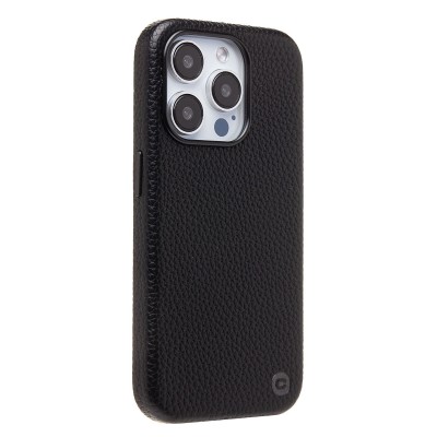 Чехол-накладка для Apple iPhone 15 Pro Натуральная кожа зернистая (черный) Cellis SM030 SafeMag