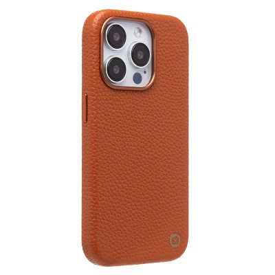 Чехол-накладка для Apple iPhone 15 Pro Натуральная кожа зернистая (коричневый) Cellis SM030 SafeMag