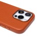 Чехол-накладка для Apple iPhone 15 Pro Натуральная кожа зернистая (коричневый) Cellis SM030 SafeMag
