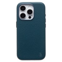 Чехол-накладка для Apple iPhone 15 Pro Натуральная кожа зернистая (темно-синий) Cellis SM030 SafeMag