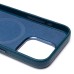 Чехол-накладка для Apple iPhone 15 Pro Натуральная кожа зернистая (темно-синий) Cellis SM030 SafeMag