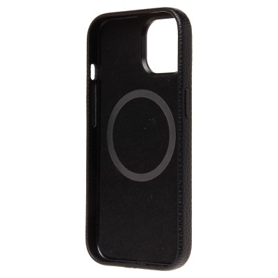 Чехол-накладка для Apple iPhone 15 Натуральная кожа зернистая (черный) Cellis SM030 SafeMag