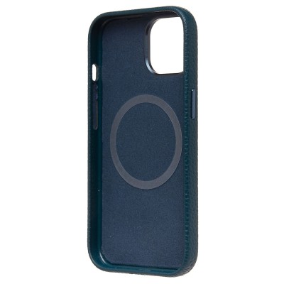 Чехол-накладка для Apple iPhone 15 Натуральная кожа зернистая (темно-синий) Cellis SM030 SafeMag
