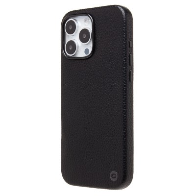 Чехол-накладка для Apple iPhone 16 Pro Max Натуральная кожа зернистая (черный) Cellis SM030 SafeMag
