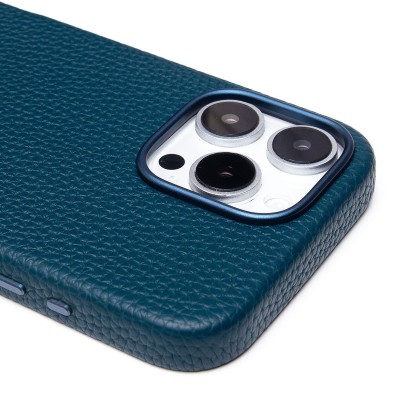 Чехол-накладка для Apple iPhone 16 Pro MaxНатуральная кожа зернистая (темно-синий) Cellis SM030 SafeMag