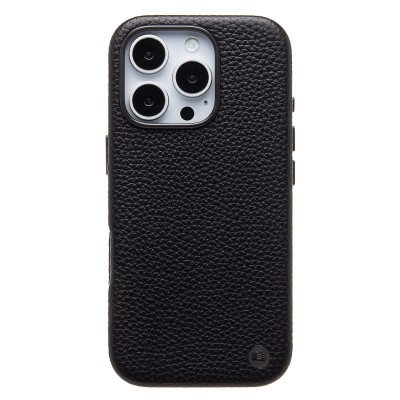 Чехол-накладка для Apple iPhone 16 Pro Натуральная кожа зернистая (черный) Cellis SM030 SafeMag