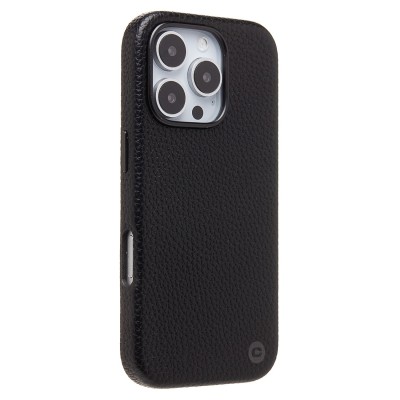 Чехол-накладка для Apple iPhone 16 Pro Натуральная кожа зернистая (черный) Cellis SM030 SafeMag