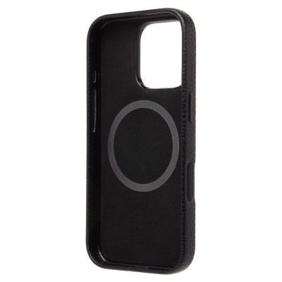 Чехол-накладка для Apple iPhone 16 Pro Натуральная кожа зернистая (черный) Cellis SM030 SafeMag