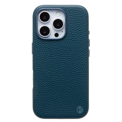 Чехол-накладка для Apple iPhone 16 Pro Натуральная кожа зернистая (темно-синий) Cellis SM030 SafeMag