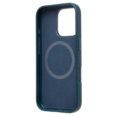 Чехол-накладка для Apple iPhone 16 Pro Натуральная кожа зернистая (темно-синий) Cellis SM030 SafeMag