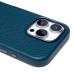 Чехол-накладка для Apple iPhone 16 Pro Натуральная кожа зернистая (темно-синий) Cellis SM030 SafeMag