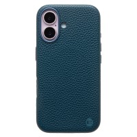 Чехол-накладка для Apple iPhone 16 Натуральная кожа зернистая (темно-синий) Cellis SM030 SafeMag