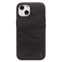 Чехол-накладка для Apple iPhone 14 Натуральная кожа (черный) Cellis SM031 SafeMag